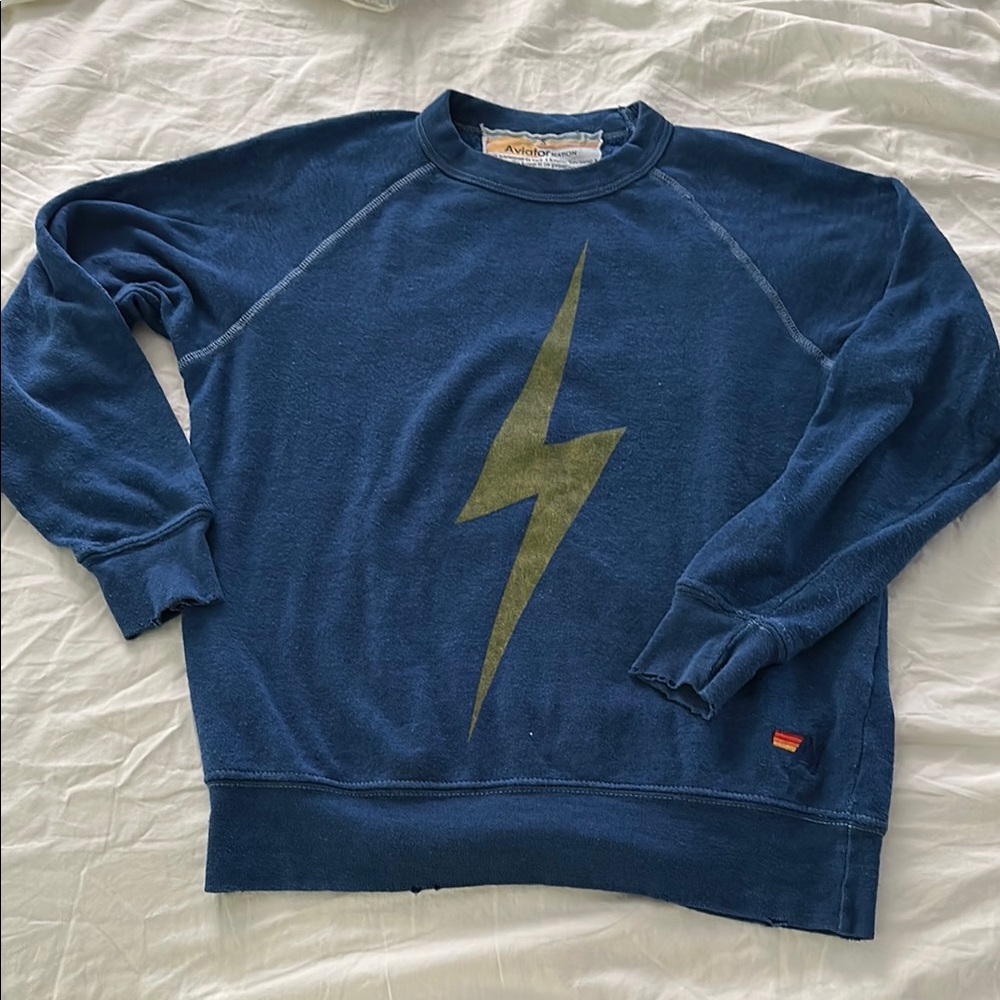 Aviator Nation Blue Gold Lightning Bolt Hoodie